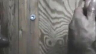 BBC Getting Sucked Through Glory hole & Swallows Cum