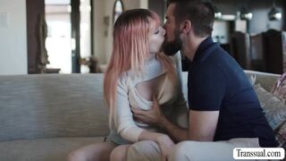 Pink haired Trans Woman butt fucked by her beareded stepdad