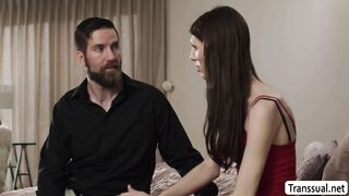 Gorgeous TS Ava Holt rimjob and barebacked by stepdaddy