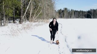 Fat Natasha tied up in the snow