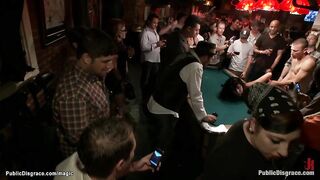 Sub Brunette BDSM Fucking In Pool Bar