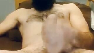 Bearded Gay Daddy Strokes and Cums on Webcam