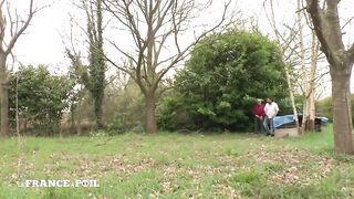 French Slut Outdoors Gangbang