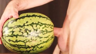 water melon cum - fucking a melon and cumming