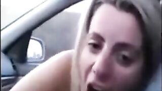 Amateur Blowjob on Car