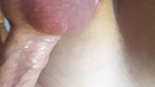 Swallowing a hot load of gooey cum