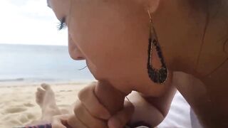 Asian Amateur Slut Sucks Off at the Beach You're Salty