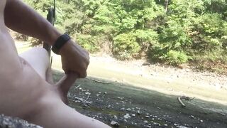 Me Jerking and Cum Naked Outdoor Public Exhib