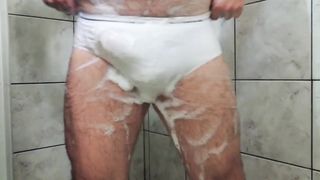 Daddy Hairy Bear on Shower Tease until Cumming