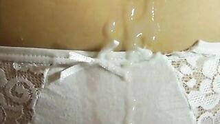 Milfs jerk boy cock-he cumshots white panties