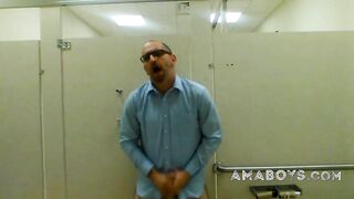 Jerking in a public restroom