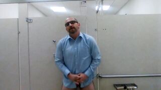 Jerking in a public restroom