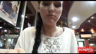 girl with long nails have a nice work in Mc Donald,s