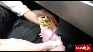 girl with long nails have a nice work in Mc Donald,s