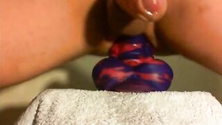 amateur Anal sex toy fun with flint the bad dragon !