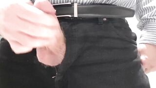 Little cock daddy wank at work with big cum spurt 3