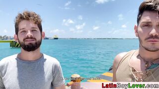 Latin guys celebrate gay pride on the beach outdoor