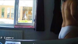 Our Danish mom naked in front of the window