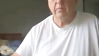 old man jerking his big dick