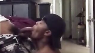 Black Thug Gives Head to His Homie and Swallows His Cum