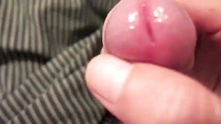 Bed uncut foreskin gaming closeup cum